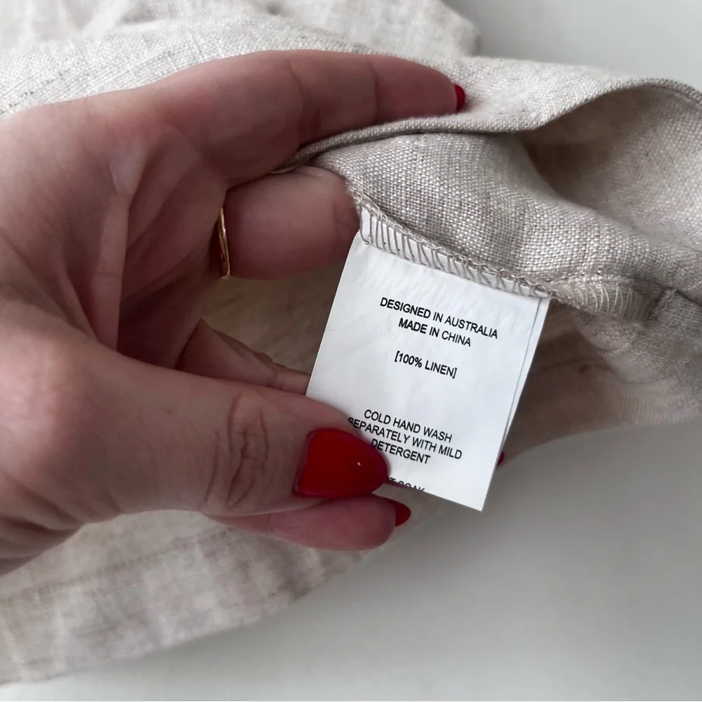 Petal & Pup Devlin Beige Square Neck Cropped Linen Top 4 - Picture 15 of 16